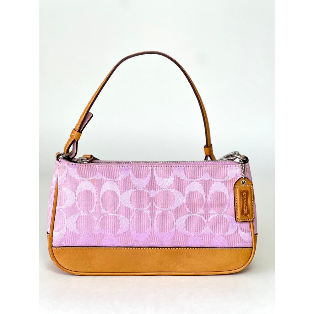 Vintage Coach Y2K Signature Demi Mini Pouch Handbag in pink canvas J052-6094